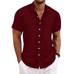 Men's Linen Striped Jacquard Casual Shirt - SHOWLU FASHION STORE