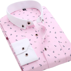 Men's Long Sleeve Printed Casual Shirt Fashion Trun - down Collar Wedding Party Shirts Soft Hawaiian Holiday Summer Shirt - SHOWLU FASHION STORE