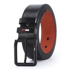 Men's PU Leather Alloy Pin Square Buckle Belt BusinessLeisure Belts 2023 Fashion Black Coffee Brown WaistBelts for Men - SHOWLU FASHION STORE