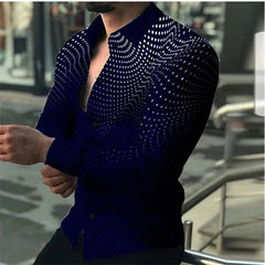Men's shirt long sleeve gradient lapel buttoned top green black blue purple red daily vacation fashion casual breathable XS - 6XL - SHOWLU FASHION STORE
