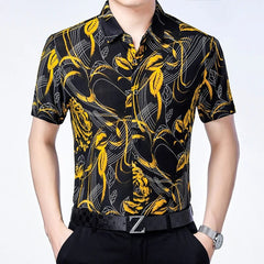 Men's shirt pattern shirt printed shirt outdoor street short sleeved clothing oversized fashion street clothing designer - SHOWLU FASHION STORE