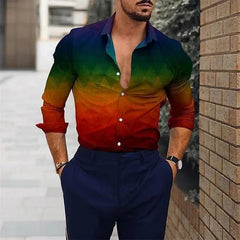 Men's Shirt Plaid Stripe Geometric Stand Collar Outdoor Street Print Long Sleeve Clothing Fashion Streetwear Designer Casual - SHOWLU FASHION STORE