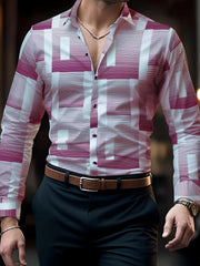 Men's Shirts 3D Print Modern Geometric Long Sleeve shirts Casual Lapel full sleeved Business shirt for Men Oversized clothing - SHOWLU FASHION STORE