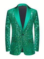 Men's Single - breasted Suit Jacket With Triangle Sequins On The Lapel For Evening Parties, Banquets, And Performances, Featuring A Slim Fit And A Wrinkled Design. - SHOWLU FASHION STORE