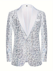 Men's Single - breasted Suit Jacket With Triangle Sequins On The Lapel For Evening Parties, Banquets, And Performances, Featuring A Slim Fit And A Wrinkled Design. - SHOWLU FASHION STORE