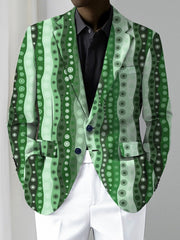 Men's Slim - Fit Casual Blazer - Stylish & Trendy, Polyester with Elastane, Button Detail, Random Print Design, Perfect for All Seasons, Formal Attire|Modern Menswear|Sleek Texture - SHOWLU FASHION STORE