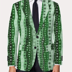 Men's Slim - Fit Casual Blazer - Stylish & Trendy, Polyester with Elastane, Button Detail, Random Print Design, Perfect for All Seasons, Formal Attire|Modern Menswear|Sleek Texture - SHOWLU FASHION STORE