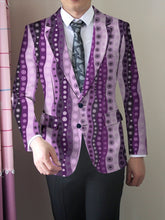 Men's Slim - Fit Casual Blazer - Stylish & Trendy, Polyester with Elastane, Button Detail, Random Print Design, Perfect for All Seasons, Formal Attire|Modern Menswear|Sleek Texture - SHOWLU FASHION STORE