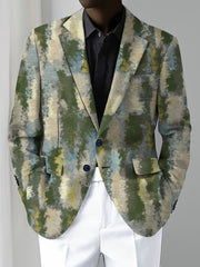 Men's Slim - Fit Casual Blazer - Trendy Printed Polyester & Elastane, Long Sleeve, Button Detail - Perfect for All Seasons - SHOWLU FASHION STORE