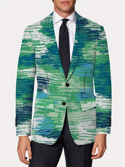 Men's Slim - Fit Casual Blazer - Trendy Printed Polyester & Elastane, Long Sleeve, Button Detail - Perfect for All Seasons - SHOWLU FASHION STORE