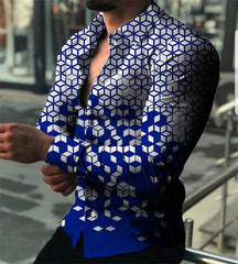 Men's Star Sky Printed Long Sleeve Shirt 2023 Fashion Design Luxury Long Sleeve Tops Men's Four Seasons Button Lapel Shirts - SHOWLU FASHION STORE