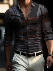 Men's Stylish Long Sleeve Casual Lapel Shirts Casual tops breathable full sleeve shirt for men daily basic Business shirt - SHOWLU FASHION STORE