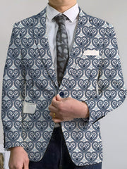 Men's Stylish Pink & Black Geometric Print Blazer - Casual Two - Button Jacket with Lapel Collar, Lightweight Polyester for Business or Social Events - SHOWLU FASHION STORE