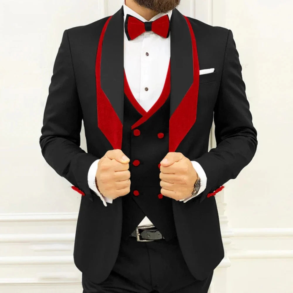Men's Suits Blazer Tweno Tuxedo Wedding White Satin Single Breasted Three Piece Costume Hpmbre Jacket Pants Vest Slim Fit Custom - SHOWLU FASHION STORE