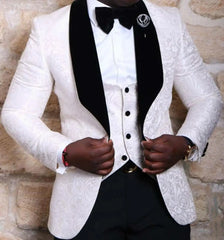 Men's Suits Blazer Tweno Tuxedo Wedding White Satin Single Breasted Three Piece Costume Hpmbre Jacket Pants Vest Slim Fit Custom - SHOWLU FASHION STORE