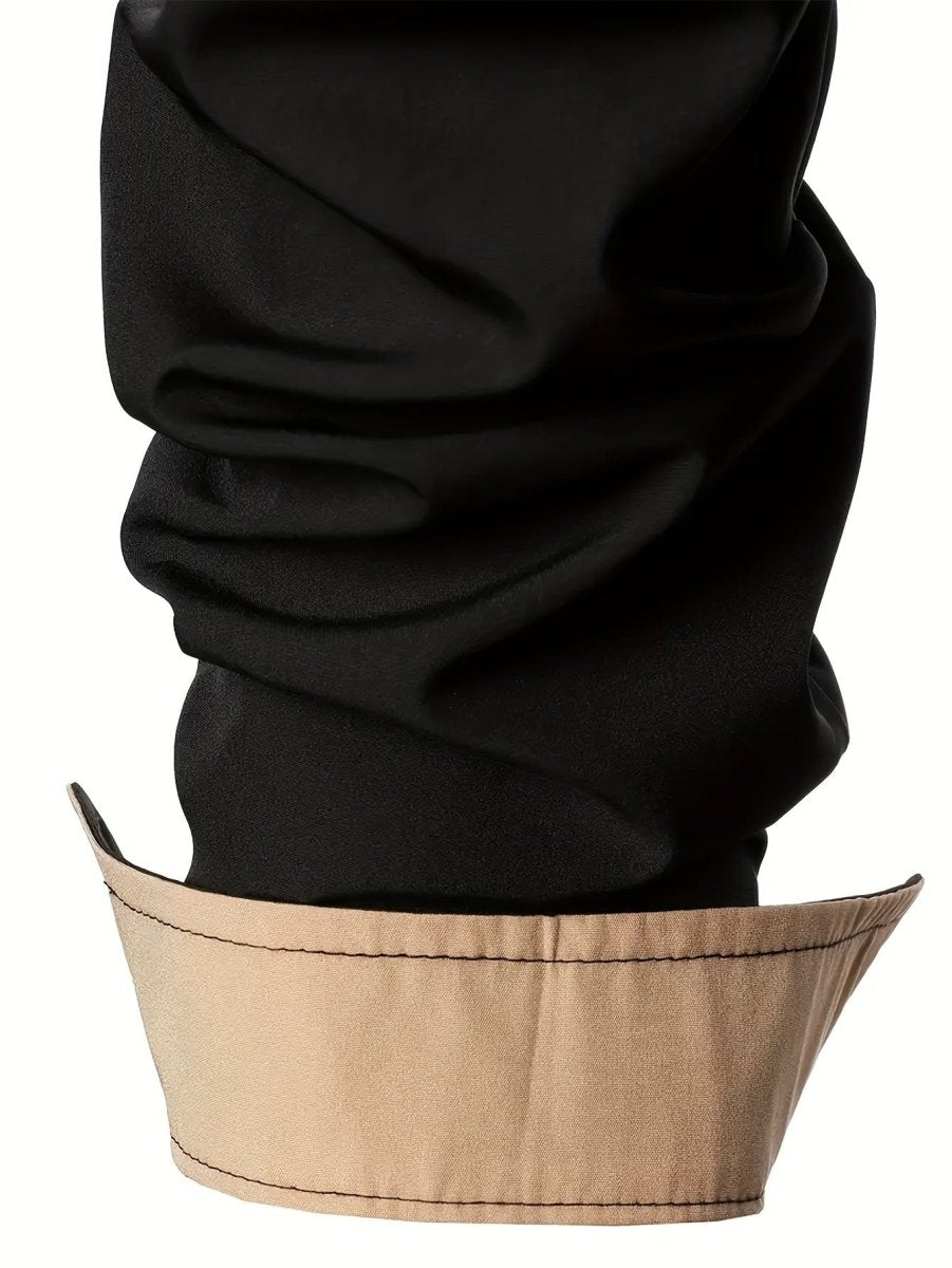 Men's Trendy Fit Lapel Shirts, Long Sleeve Slightly Stretch Button Up Clothing For Outdoor Traveling Business Trip Party - SHOWLU FASHION STORE