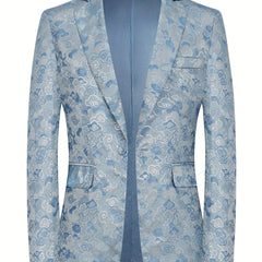Men's Trendy Silvery Jacquard Blazer - Perfect for Parties, Casual Wear & Everyday Elegance, Spring/Fall Collection - SHOWLU FASHION STORE