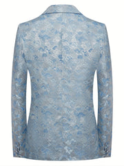 Men's Trendy Silvery Jacquard Blazer - Perfect for Parties, Casual Wear & Everyday Elegance, Spring/Fall Collection - SHOWLU FASHION STORE