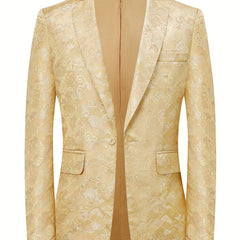 Men's Trendy Silvery Jacquard Blazer - Perfect for Parties, Casual Wear & Everyday Elegance, Spring/Fall Collection - SHOWLU FASHION STORE