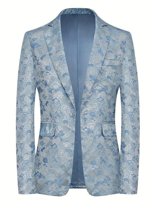 Men's Trendy Silvery Jacquard Blazer - Perfect for Parties, Casual Wear & Everyday Elegance, Spring/Fall Collection - SHOWLU FASHION STORE