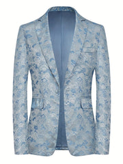 Men's Trendy Silvery Jacquard Blazer - Perfect for Parties, Casual Wear & Everyday Elegance, Spring/Fall Collection - SHOWLU FASHION STORE
