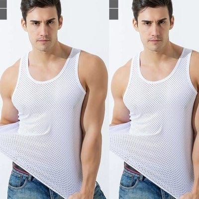 Mesh Hollow out Cool Slim Bottoming Shirt Summer Vest - SHOWLU FASHION STORE