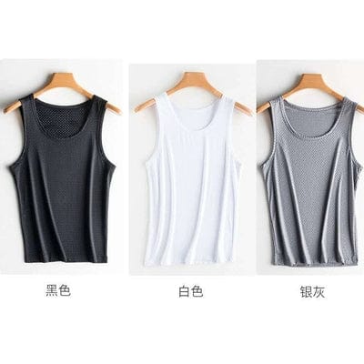Mesh Hollow out Cool Slim Bottoming Shirt Summer Vest - SHOWLU FASHION STORE