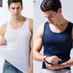 Mesh Hollow out Cool Slim Bottoming Shirt Summer Vest - SHOWLU FASHION STORE