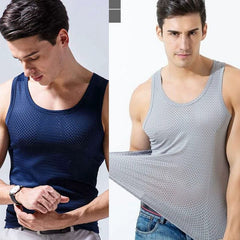 Mesh Hollow out Cool Slim Bottoming Shirt Summer Vest - SHOWLU FASHION STORE