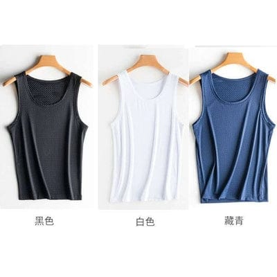 Mesh Hollow out Cool Slim Bottoming Shirt Summer Vest - SHOWLU FASHION STORE