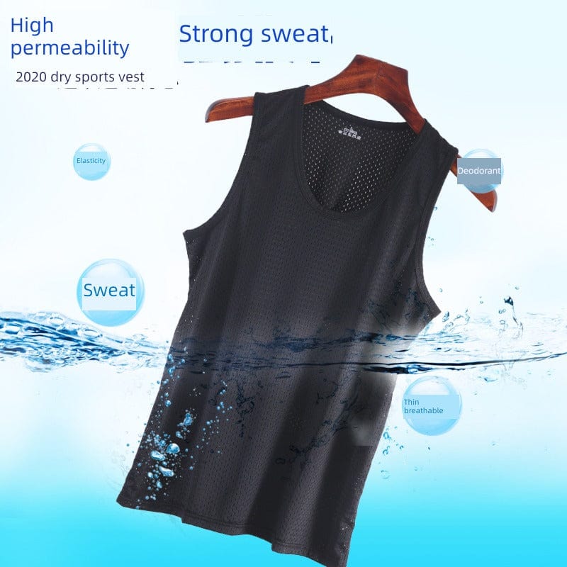Mesh Hollow out Cool Slim Bottoming Shirt Summer Vest - SHOWLU FASHION STORE
