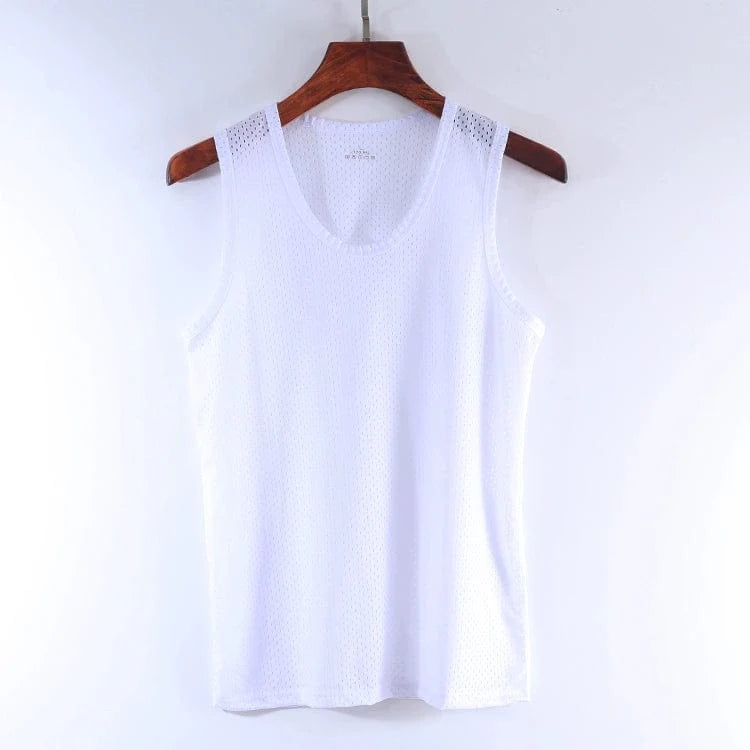 Mesh Hollow out Cool Slim Bottoming Shirt Summer Vest - SHOWLU FASHION STORE
