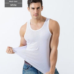 Mesh Hollow out Cool Slim Bottoming Shirt Summer Vest - SHOWLU FASHION STORE