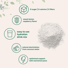 Micro Ingredients Hydration Electrolyte Powder, 2lbs (139 Servings), Keto & No Sugar - High Potassium (1000mg) with Lemon Raspberry Flavored - Made with Real Lemon Juice & Coconut Water - Non - GMO - SHOWLU FASHION STORE