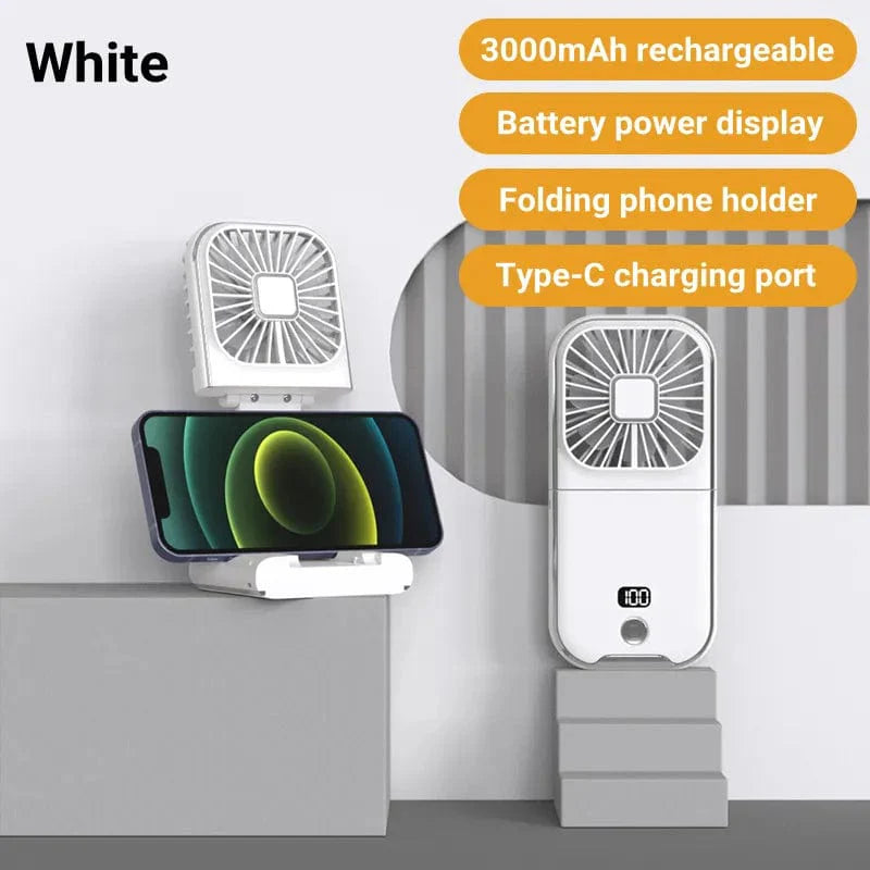 Mini Portable Outdoor Hand Fan Hanging Neck Fan USB Charging 3000mAh Battery Powered 180° Folding Wireless Table Air Cooling Fan - SHOWLU FASHION STORE