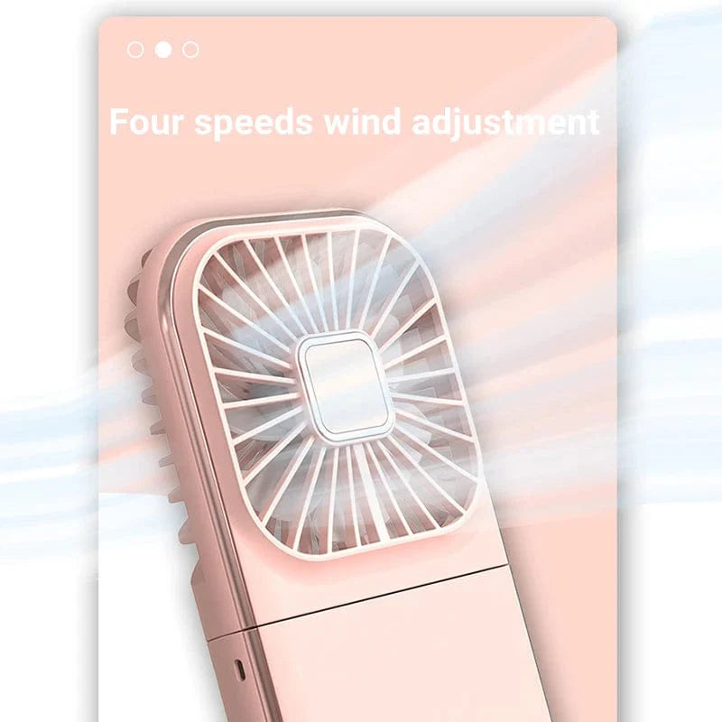 Mini Portable Outdoor Hand Fan Hanging Neck Fan USB Charging 3000mAh Battery Powered 180° Folding Wireless Table Air Cooling Fan - SHOWLU FASHION STORE