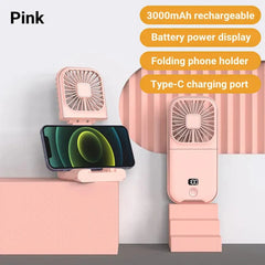 Mini Portable Outdoor Hand Fan Hanging Neck Fan USB Charging 3000mAh Battery Powered 180° Folding Wireless Table Air Cooling Fan - SHOWLU FASHION STORE
