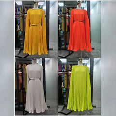 Miyake Fold 2024 Autumn New Fashion Dress Temperament Elegant Solid Color Explosion Loose Dresses Women's Clothing - SHOWLU FASHION STORE