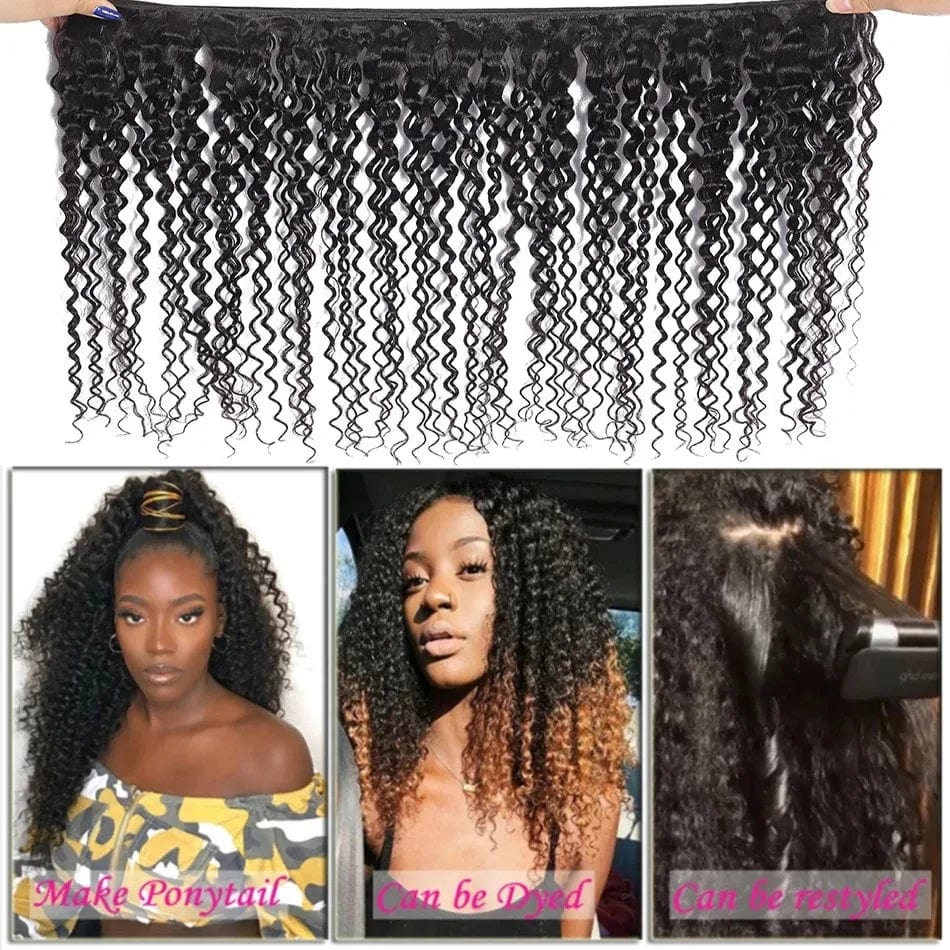 Mongolian Afro Kinky Curly Bundles 1/3/4PCS Human Hair Extensions 100% Unprocessed Virgin Human Hair Weave Bundles Jerry Curl - SHOWLU FASHION STORE