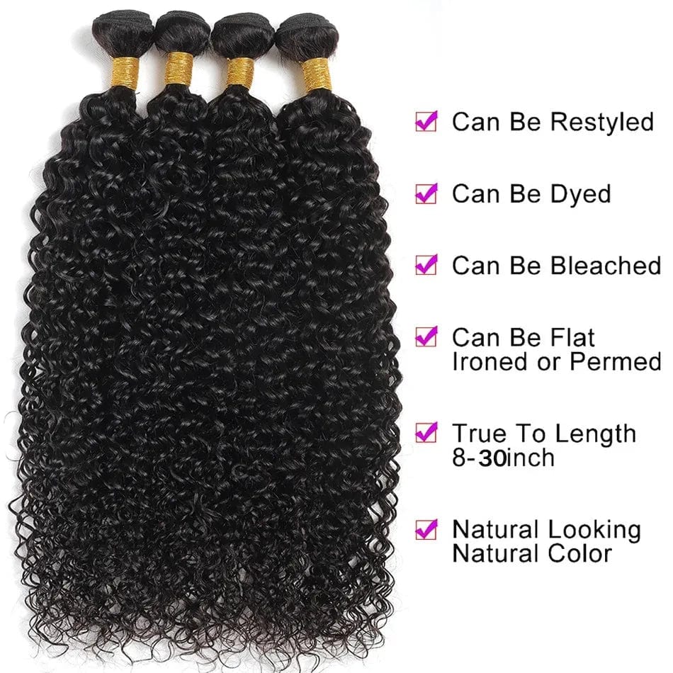 Mongolian Afro Kinky Curly Bundles 1/3/4PCS Human Hair Extensions 100% Unprocessed Virgin Human Hair Weave Bundles Jerry Curl - SHOWLU FASHION STORE