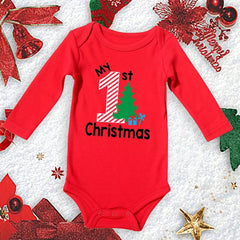My First Christmas New Born Baby Bodysuits Clothes Ropa Toddler Girl Red Long Short Romper Jumpsuit Outfit Christmas Gifts - SHOWLU FASHION STORE