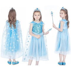 New Arrival Girl Elsa Aisha Blue Dress Kids Princess Girls Halloween Cosplay Princess Dress Summer Wedding Birthday Party dress - SHOWLU FASHION STORE