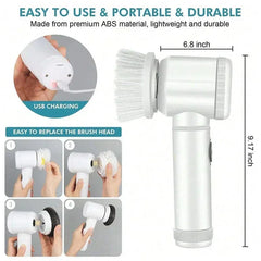 New Electric Spin Scrubber,Bathroom Cleaning Brush Power Scrubber with 5 Replaceable Brush Heads, 5 in 1 Electric Cleaning Brush - SHOWLU FASHION STORE