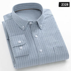 New in shirt Fashion trends100%cotton long - sleeve shirts for men slim fit casual plain shirt soft plaid striped designer clothes - SHOWLU FASHION STORE