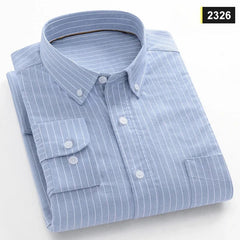 New in shirt Fashion trends100%cotton long - sleeve shirts for men slim fit casual plain shirt soft plaid striped designer clothes - SHOWLU FASHION STORE