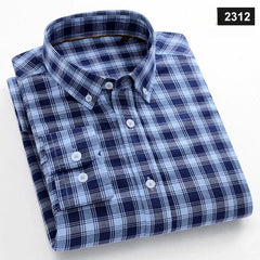 New in shirt Fashion trends100%cotton long - sleeve shirts for men slim fit casual plain shirt soft plaid striped designer clothes - SHOWLU FASHION STORE