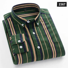 New in shirt Fashion trends100%cotton long - sleeve shirts for men slim fit casual plain shirt soft plaid striped designer clothes - SHOWLU FASHION STORE