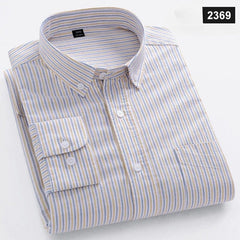 New in shirt Fashion trends100%cotton long - sleeve shirts for men slim fit casual plain shirt soft plaid striped designer clothes - SHOWLU FASHION STORE