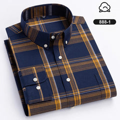 New in shirt100%cotton long sleeve shirts for men slim fit casual shirt fashion vintage streetwear elegant soft plaid clothes - SHOWLU FASHION STORE