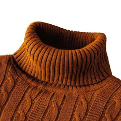 New Men's High Neck Sweater Solid Color Pullover Knitted Warm Casual Turtleneck Sweatwear Woolen Mens Winter Outdoor Tops - SHOWLU FASHION STORE